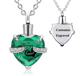 Custom Engraved Ashes Urn Necklace Birthstone Heart-shaped Month Birthday Stone Keepsakes for Ashes Cremation Jewelry