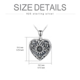 Sterling Silver Heart-shape Sunflower Photo Pendant Necklace