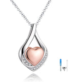 Sterling Silver Heart Shape TearDangle Urn Necklace for Ashes