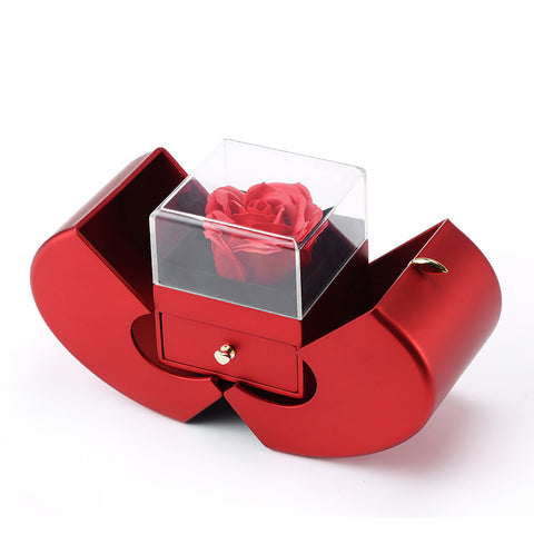 Apple Shaped Eternal Rose Flower Jewelry Gift Box