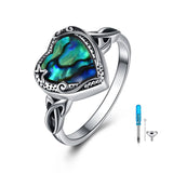 Sterling Silver Heart Shaped Abalone Shell Urn Ring for Ashes