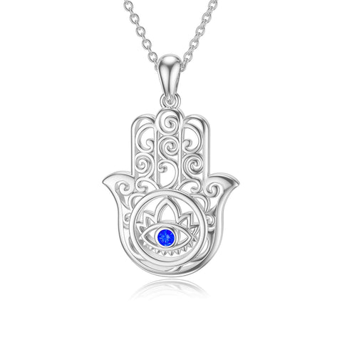 925 Sterling Silver Hand of Fatima Necklace Elephant Hamsa Necklace Evil Eye Hamsa Necklace