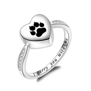 Sterling Silver Paw Print Urn for Ashes Engraved with I Carry You with Me