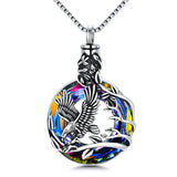 Sterling Silver Circle Crystal Eagle Urn Necklace for Ashes