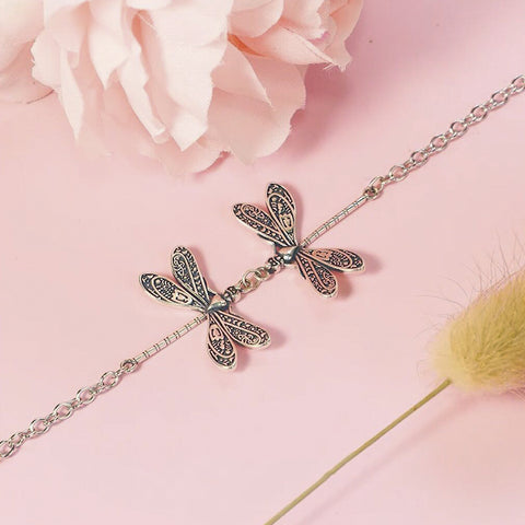 Sterling Silver Dragonfly Single Layer Anklet