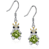 S925 Sterling Silver Birthstone Frog Drop Earrings  Stud Earrings