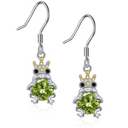 Sterling Silver Birthstone Frog Dangle Stud Earrings