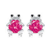 S925 Sterling Silver Birthstone Frog Drop Earrings  Stud Earrings