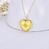 Sterling Silver Heart-shape Sunflower Photo Pendant Necklace