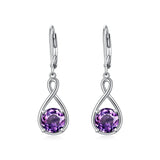 Dangle Drop Infinity Earrings 925 Sterling Silver Leverback Birstone Earrings 18K White Gold Jewelry for Women Girls
