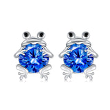 Sterling Silver Birthstone Frog Dangle Stud Earrings