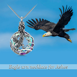 Sterling Silver Circle Crystal Eagle Urn Necklace for Ashes