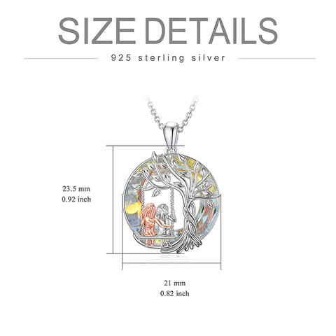 Sterling Silver Crystal Tree of Life 2 Sisters Pendant Necklace