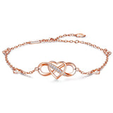 Sterling Silver Infinity Heart Love Charm Single Layer Anklet