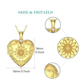 Sterling Silver Heart-shape Sunflower Photo Pendant Necklace