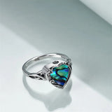 Sterling Silver Heart Shaped Abalone Shell Urn Ring for Ashes