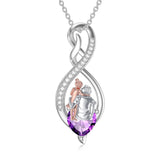 Sterling Silver Infinity Heart Birthstone Father Daughter Pendant Necklace