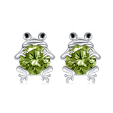 Sterling Silver Birthstone Frog Dangle Stud Earrings