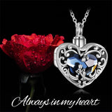 Sterling Silver Heart Crystal Rose Locket Urn Necklace for Ashes