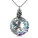 Sterling Silver Circle Crystal Eagle Urn Necklace for Ashes