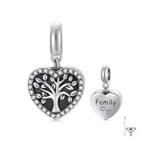 Sterling Silver Heart Tree of Life Charm Beads