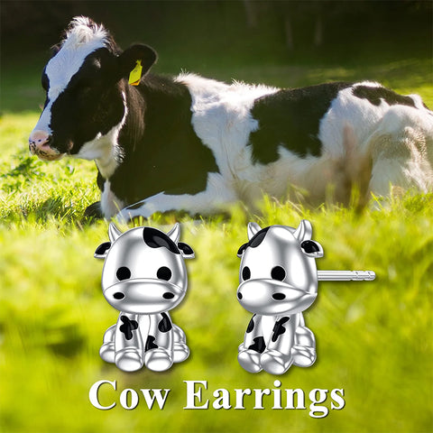 Sterling Silver Cow Stud Earrings