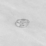 Sterling Silver Inspirational Ring Engraved with Faith over Fear