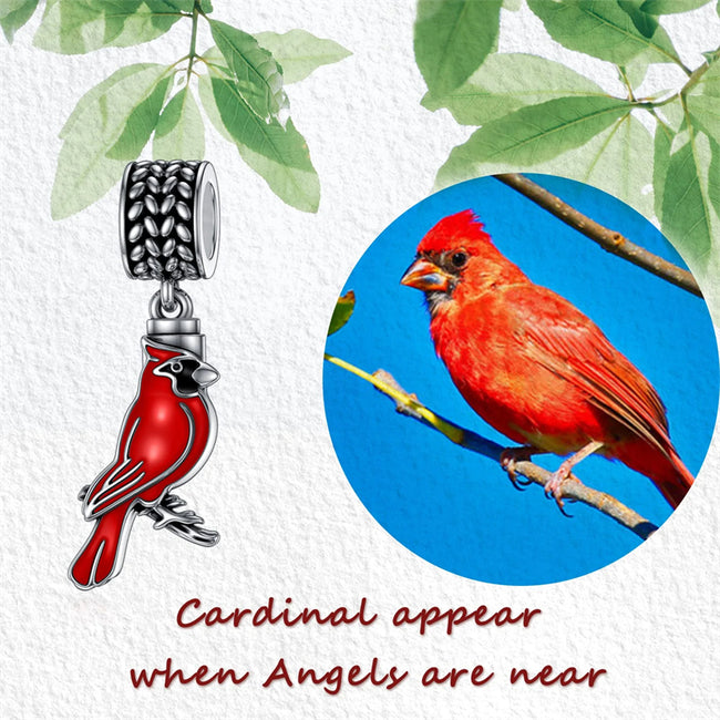 Red Cardinal Bird European Charm for Pandora