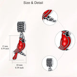 Red Cardinal Bird Charm 925 Sterling Silver Dangle Bead Fit Bracelet "Our Love Never Dies" Gifts for Women