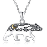 Mama Bear Necklace 925 Sterling Silver Momma Bear Necklace for Women Gift for Mother's Day