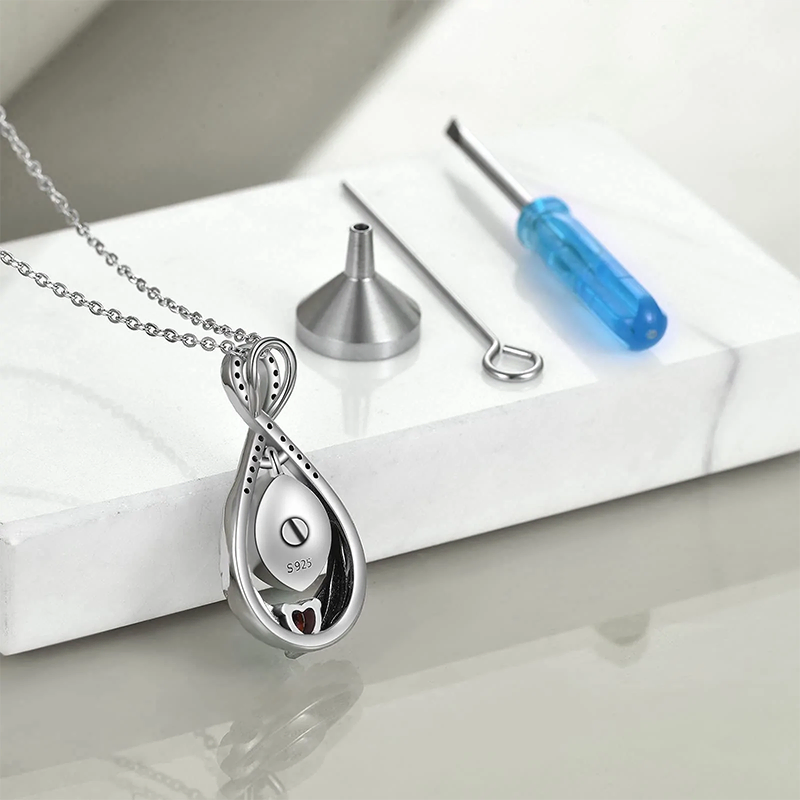 Infinity Wings Urn Necklace for Ashes Sterling Silver Cremation Jewelry Memorial Gifts for Women Men