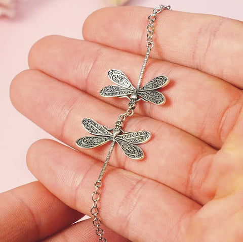 Sterling Silver Dragonfly Single Layer Anklet