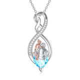 Sterling Silver Infinity Heart Birthstone Father Daughter Pendant Necklace