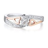 Diamond Ring for 10th Wedding Anniversary in 10k Rose Gold and Sterling Silver 1/10 cttw