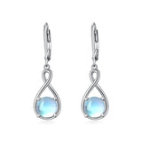Dangle Drop Infinity Earrings 925 Sterling Silver Leverback Birstone Earrings 18K White Gold Jewelry for Women Girls