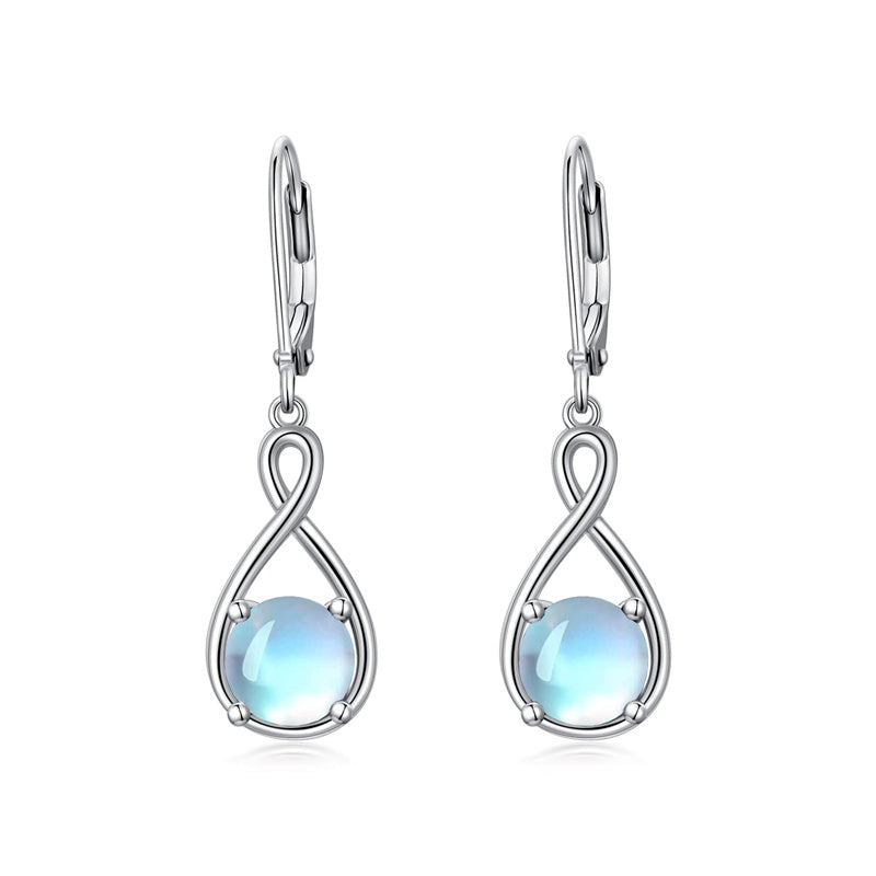 Dangle Drop Infinity Earrings 925 Sterling Silver Leverback Birstone Earrings 18K White Gold Jewelry for Women Girls