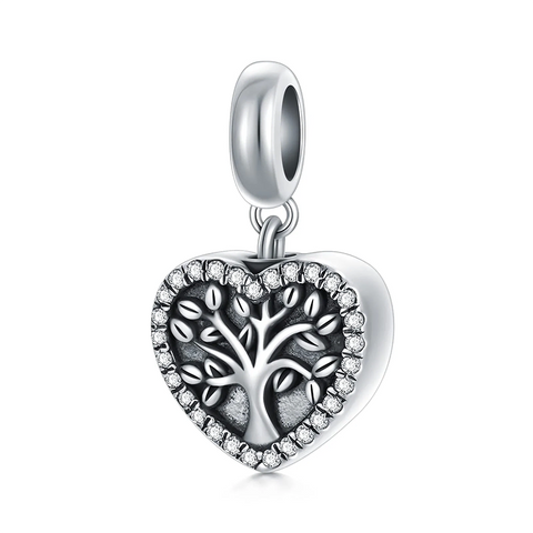 Sterling Silver Heart Tree of Life Charm Beads