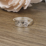 Sterling Silver Personalized Birth Flower Ring