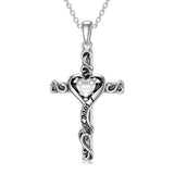 Sterling Silver Birthstone Cross Pendant Necklace Engraved With  Love You