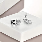 Sterling Silver Cow Stud Earrings