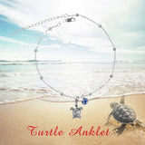 Filigree Turtle /Orca Whale Anklet Bracelet Sterling Silver Beaded Sea Turtle Charm Anklet Bracelet Optional Birthstone