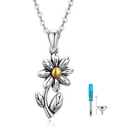 925 Sterling Silver Sunflower Daisy Urn Necklace Keepsake Ashes Cremation Hair Memorial Jewelry