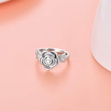 Sterling Silver CZ Rose Flower Cremation Urn Ring Ashes