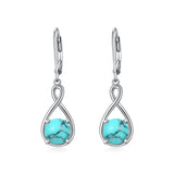 Dangle Drop Infinity Earrings 925 Sterling Silver Leverback Birstone Earrings 18K White Gold Jewelry for Women Girls
