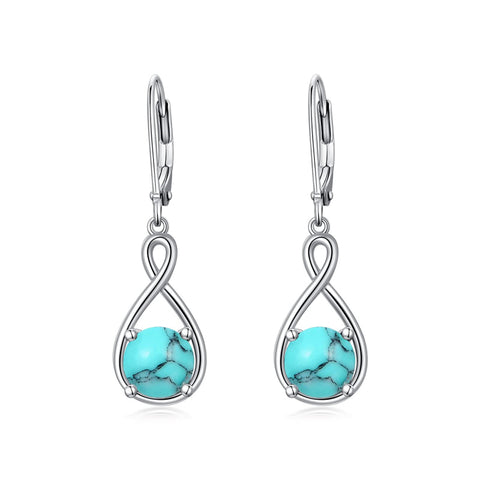 Dangle Drop Infinity Earrings 925 Sterling Silver Leverback Birstone Earrings 18K White Gold Jewelry for Women Girls