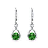 Dangle Drop Infinity Earrings 925 Sterling Silver Leverback Birstone Earrings 18K White Gold Jewelry for Women Girls