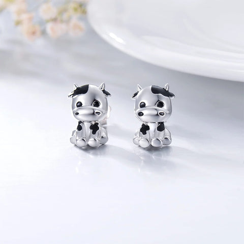 Sterling Silver Cow Stud Earrings