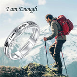 Sterling Silver Inspirational Spinner Ring Engraved With I Am Enough