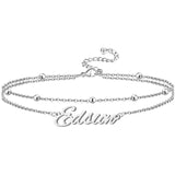 Sterling Silver Custom Name Multi-layered  Anklet