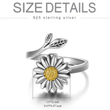 Sunflower Cremation Ring for Ashes 925 Sterling Silver Daisy Urn Ring Jewelry Keepsake Hair Memorial Locket for Women Mom